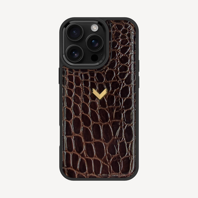 Husa Telefon iPhone 16 Pro, Piele Vitel, Textura Crocodil