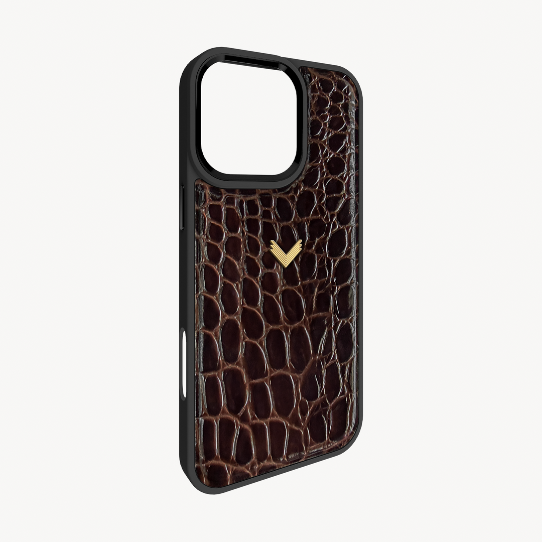 Husa Telefon iPhone 16 Pro, Piele Vitel, Textura Crocodil