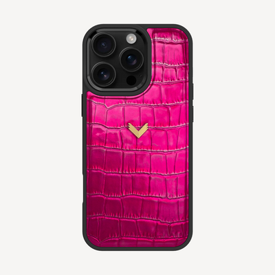 Husa Telefon iPhone 16 Pro, Piele Vitel, Textura Crocodil