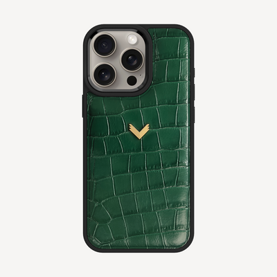 Husa Telefon iPhone 15 Pro, Piele Vitel, Textura Crocodil