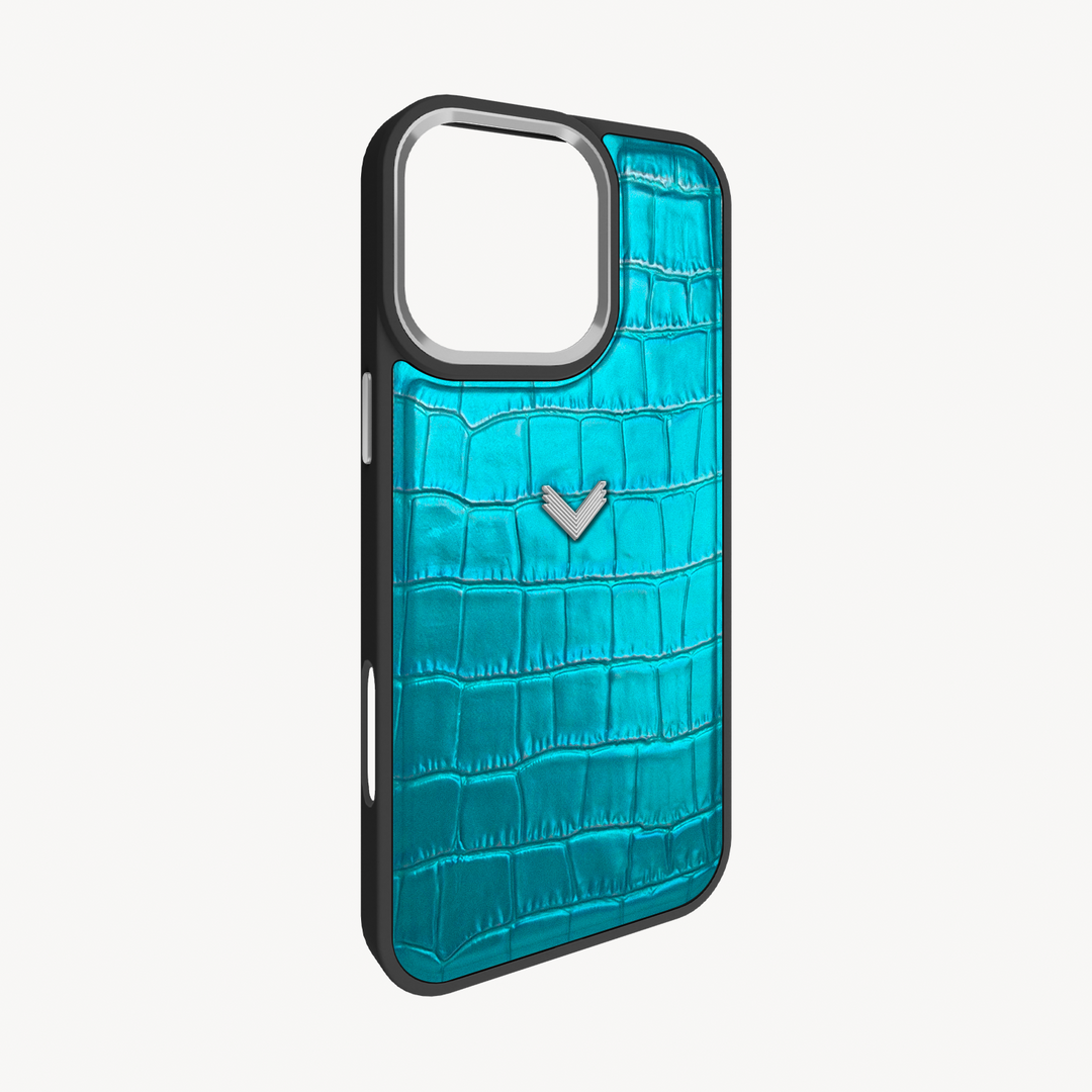 Husa Telefon iPhone 16 Pro, Piele Vitel, Textura Crocodil