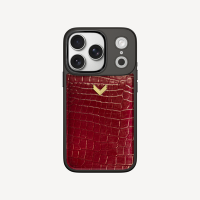 Husa Telefon iPhone 18 Pro, Piele Vitel, Textura Crocodil Liquid