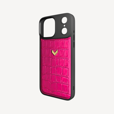 Husa Telefon iPhone 17 Pro, Piele Vitel, Textura Crocodil