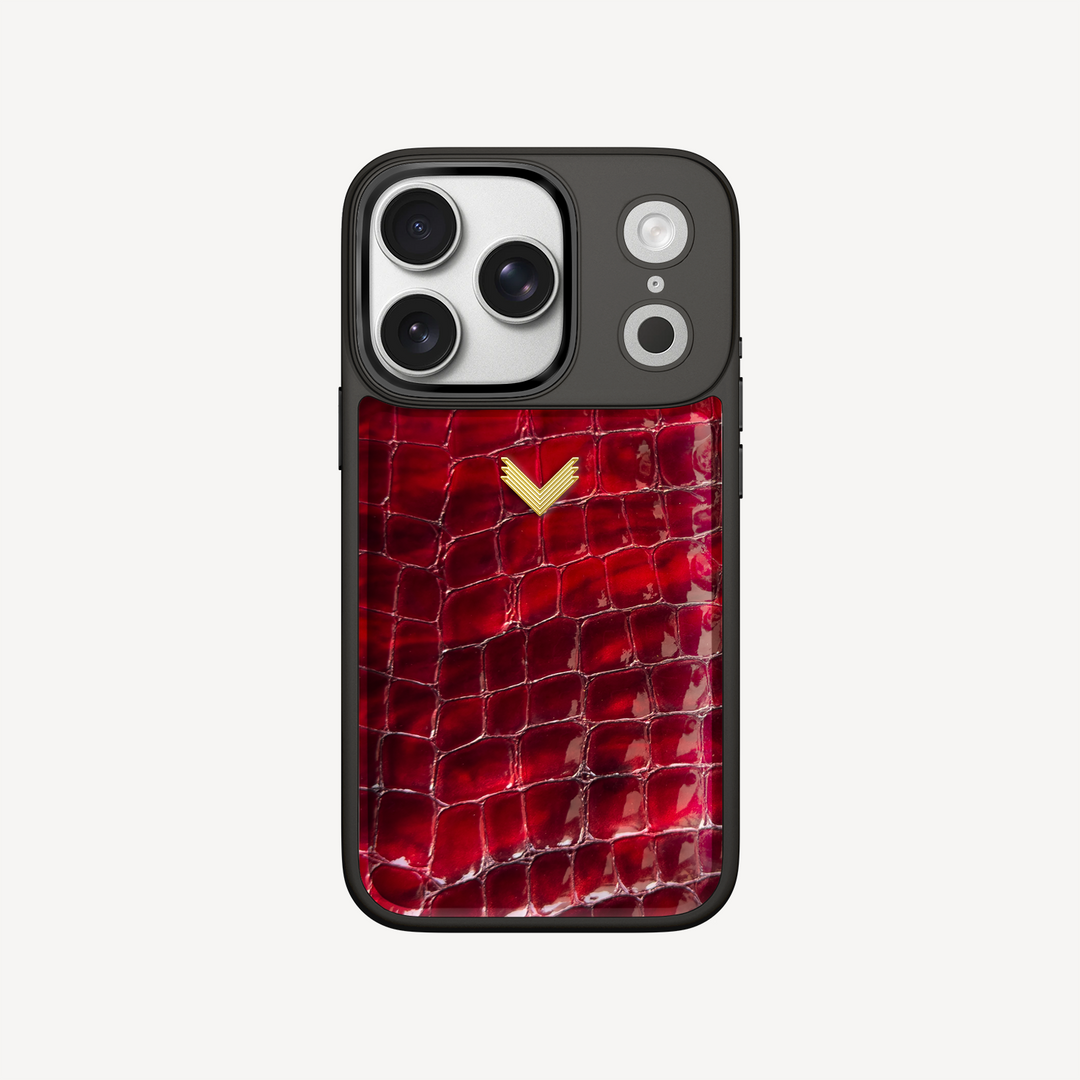 Husa Telefon iPhone 18 Pro, Piele Vitel, Textura Crocodil Liquid