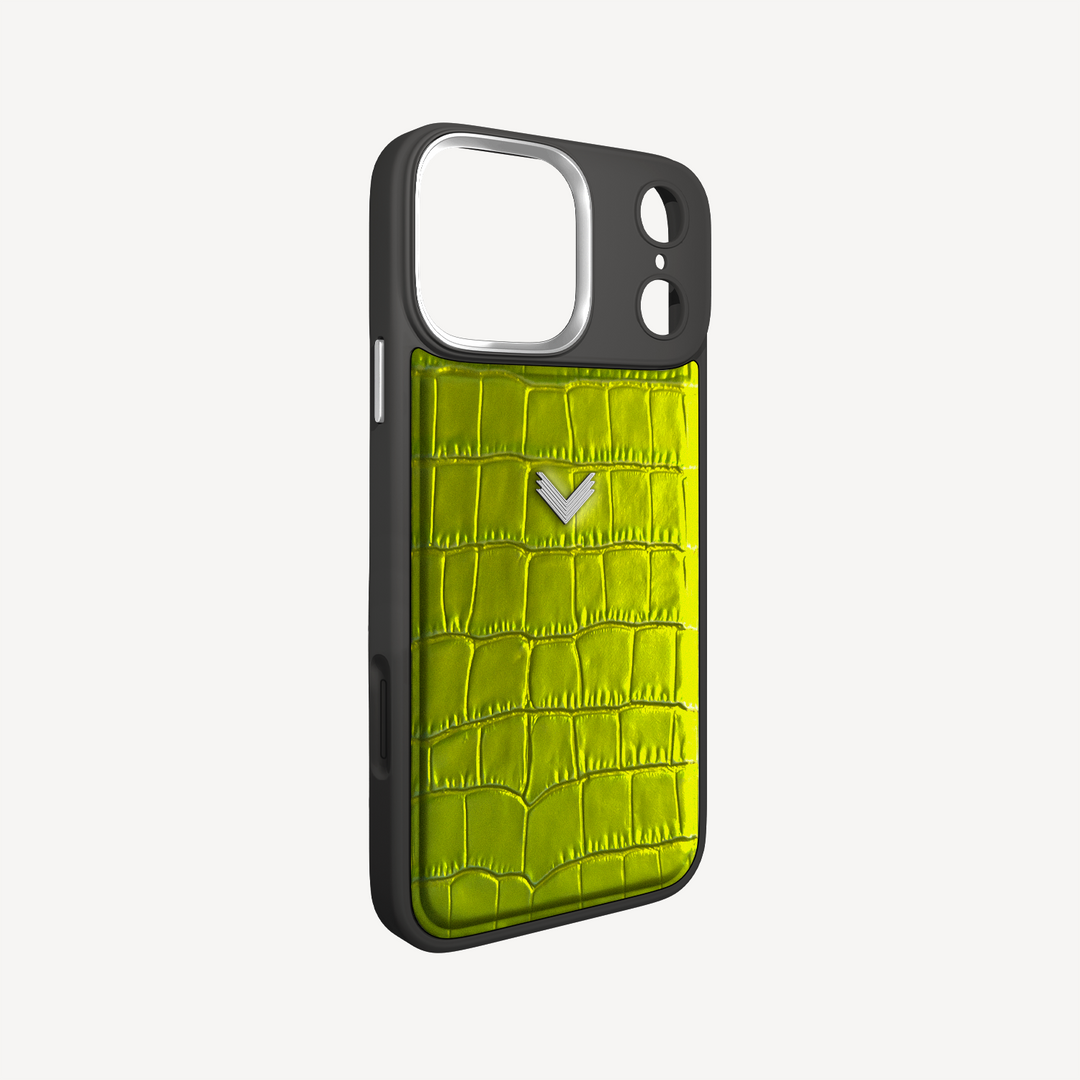 Husa Telefon iPhone 17 Pro, Piele Vitel, Textura Crocodil