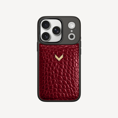 Husa Telefon iPhone 18 Pro, Piele Vitel, Textura Crocodil Liquid