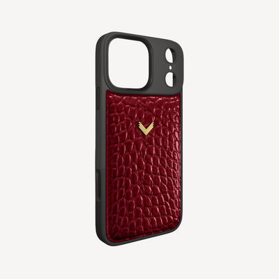 Husa Telefon iPhone 18 Pro, Piele Vitel, Textura Crocodil Liquid