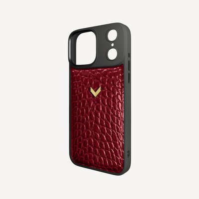 Husa Telefon iPhone 18 Pro, Piele Vitel, Textura Crocodil Liquid