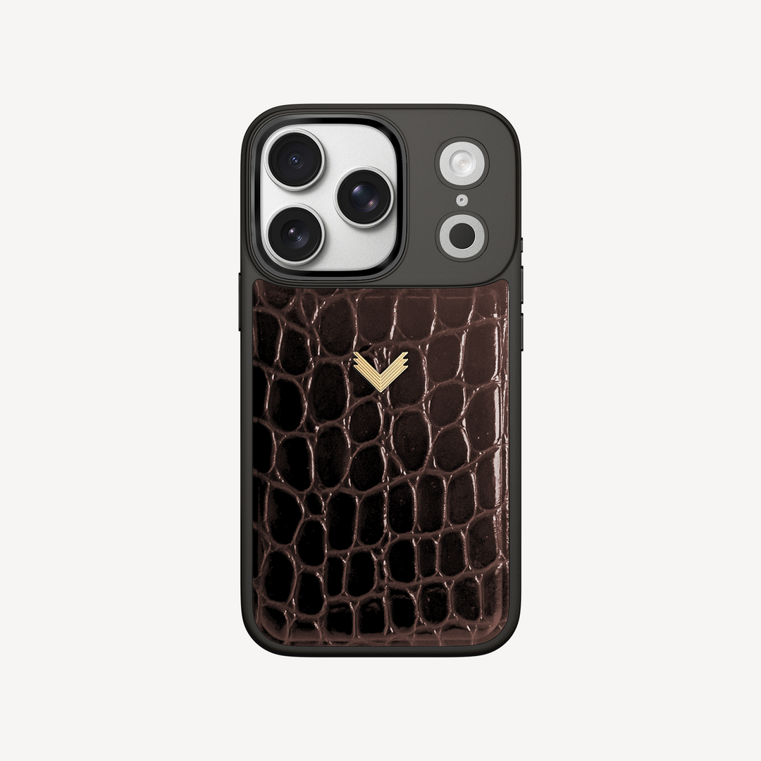 Husa Telefon iPhone 17 Pro, Piele Vitel, Textura Crocodil