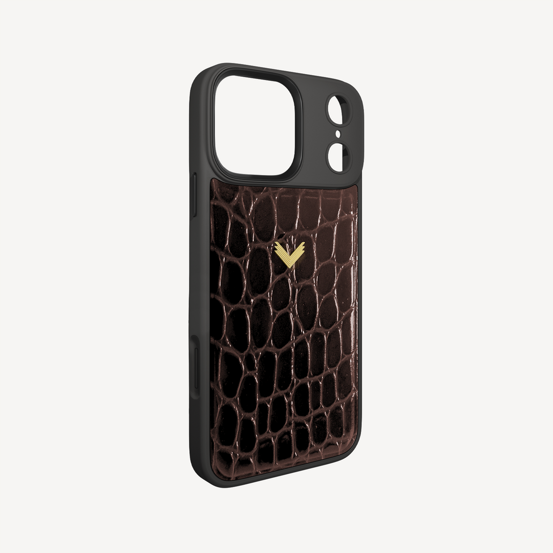 Husa Telefon iPhone 17 Pro, Piele Vitel, Textura Crocodil