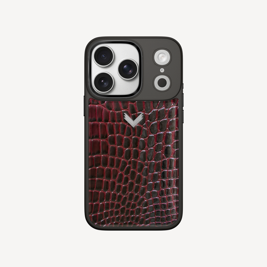 Husa Telefon iPhone 18 Pro, Piele Vitel, Textura Crocodil Liquid