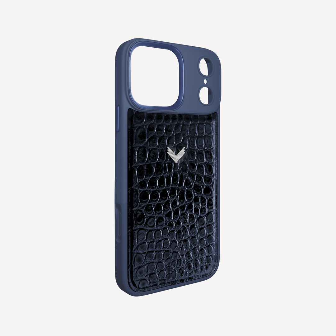 Husa Telefon iPhone 18 Pro, Piele Vitel, Textura Crocodil Liquid