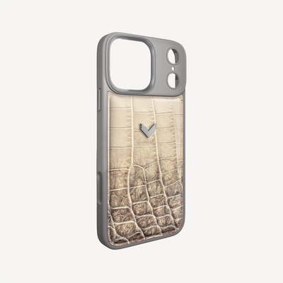 Husa Telefon iPhone 18 Pro Max, Piele Vitel, Textura Crocodil