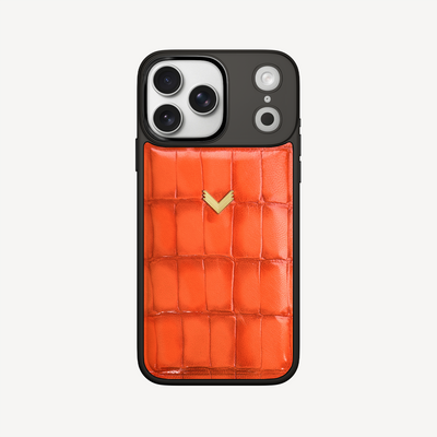 Husa Telefon iPhone 17 Pro Max, Piele Vitel, Textura Crocodil