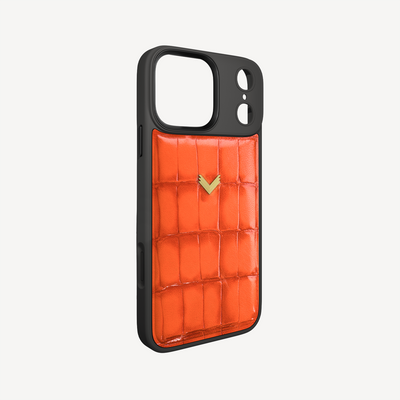 Husa Telefon iPhone 17 Pro Max, Piele Vitel, Textura Crocodil