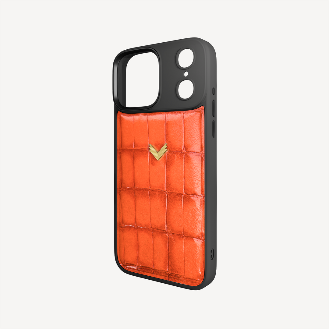 Husa Telefon iPhone 17 Pro Max, Piele Vitel, Textura Crocodil