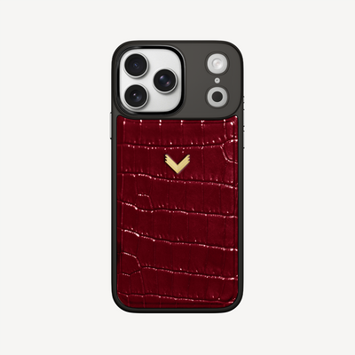 Husa Telefon iPhone 18 Pro Max, Piele Vitel, Textura Crocodil Liquid