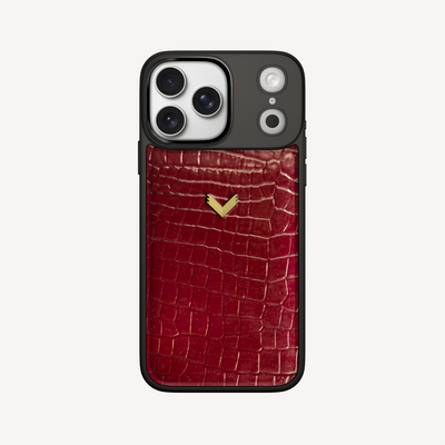 Husa Telefon iPhone 18 Pro Max, Piele Vitel, Textura Crocodil Liquid