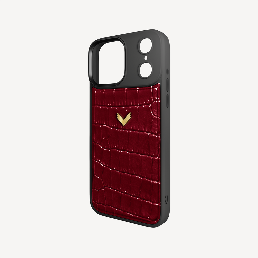 Husa Telefon iPhone 18 Pro Max, Piele Vitel, Textura Crocodil Liquid