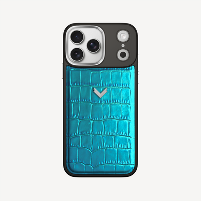 Husa Telefon iPhone 17 Pro Max, Piele Vitel, Textura Crocodil