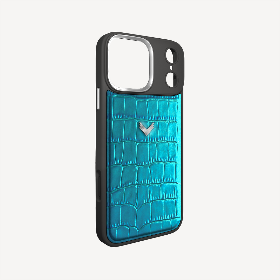 Husa Telefon iPhone 17 Pro Max, Piele Vitel, Textura Crocodil