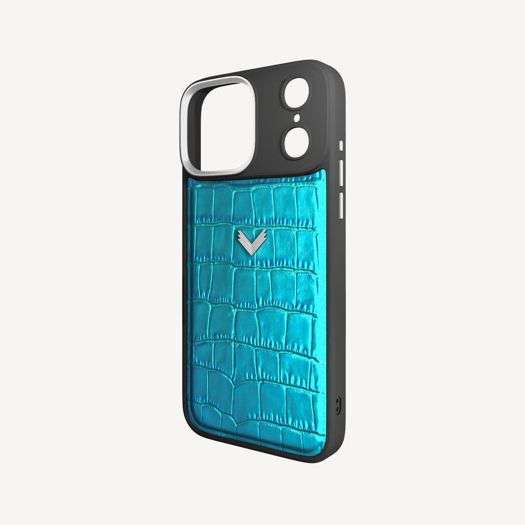 Husa Telefon iPhone 17 Pro Max, Piele Vitel, Textura Crocodil