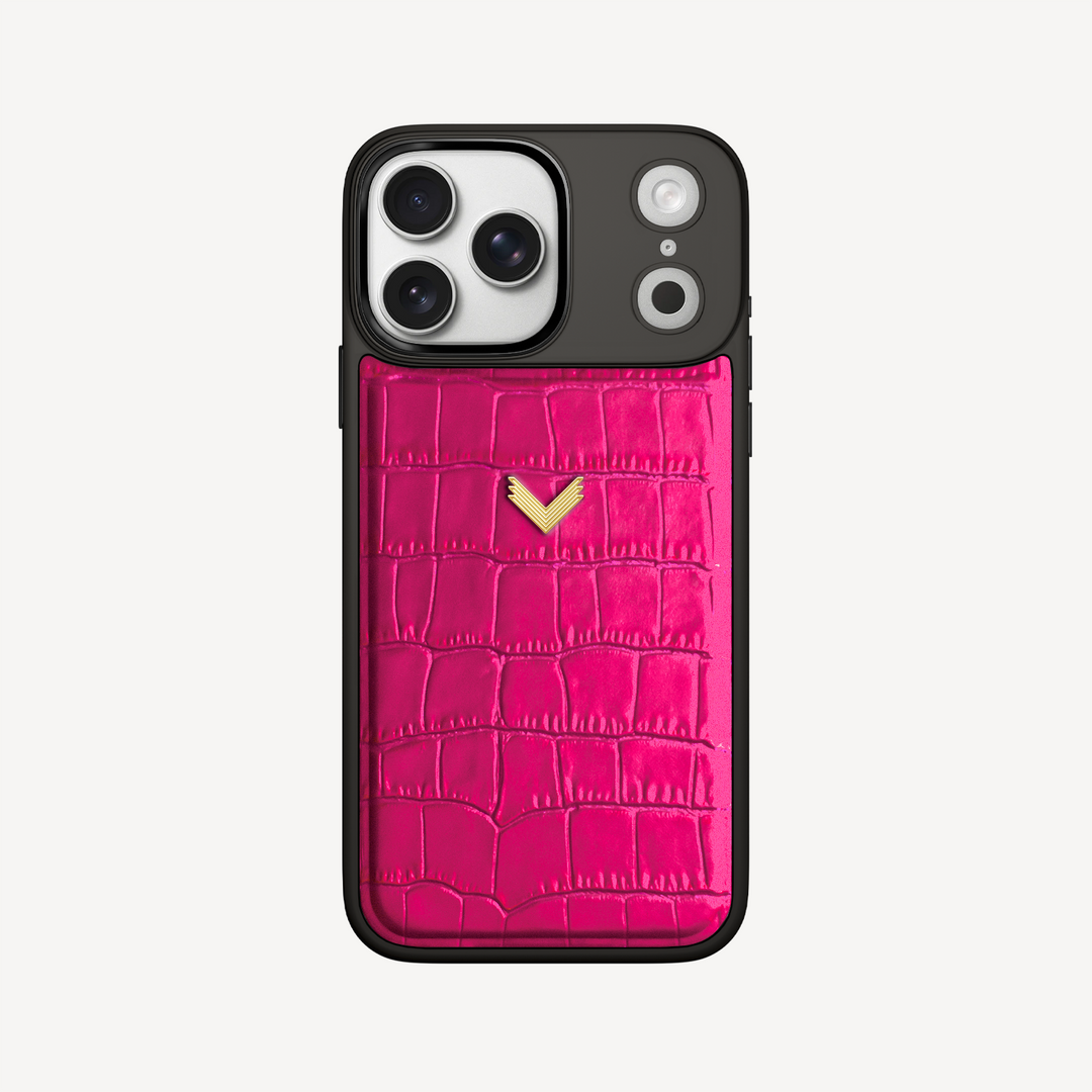 Husa Telefon iPhone 17 Pro Max, Piele Vitel, Textura Crocodil