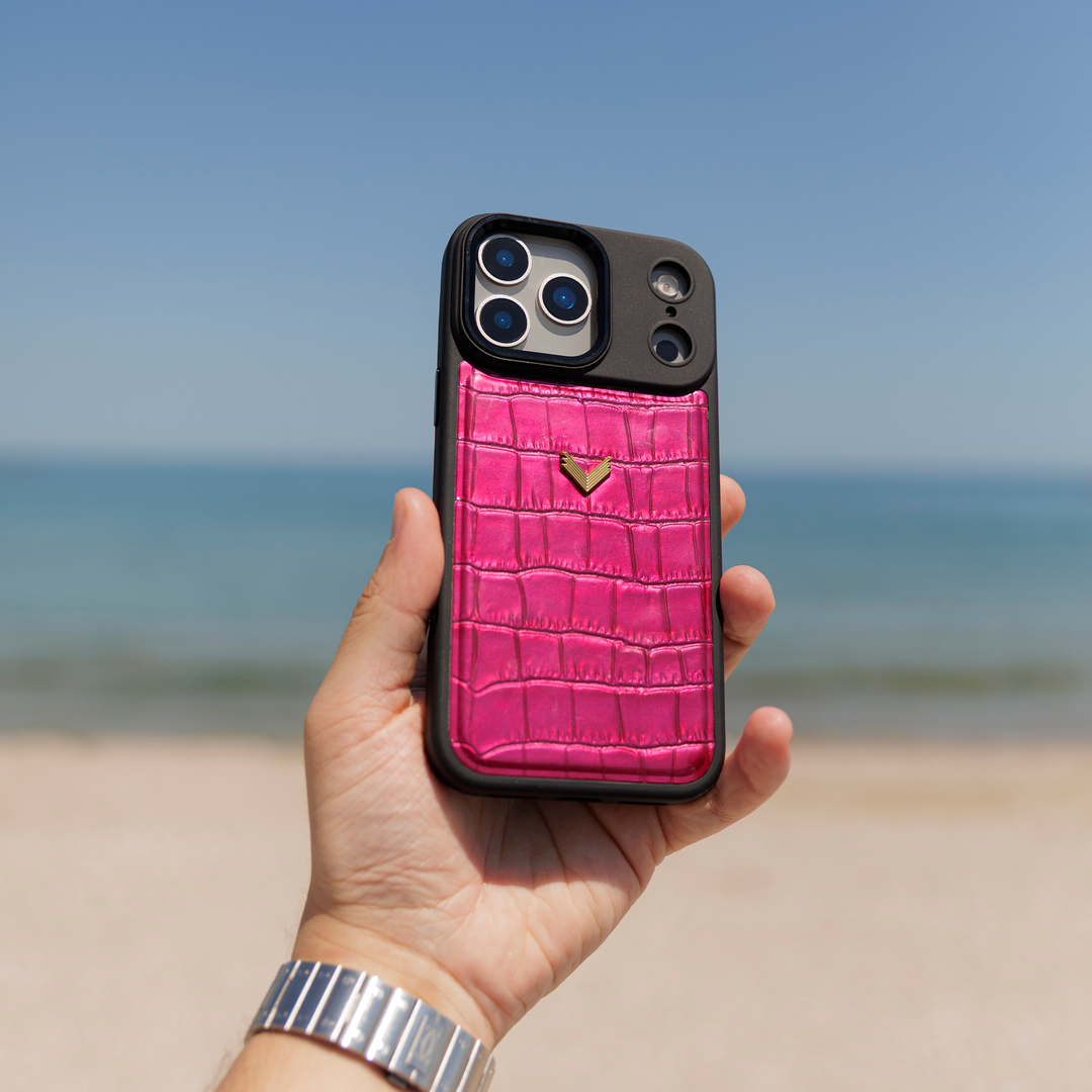 Husa Telefon iPhone 17 Pro, Piele Vitel, Textura Crocodil