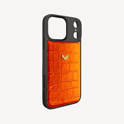 Husa Telefon iPhone 17 Pro Max, Piele Vitel, Textura Crocodil