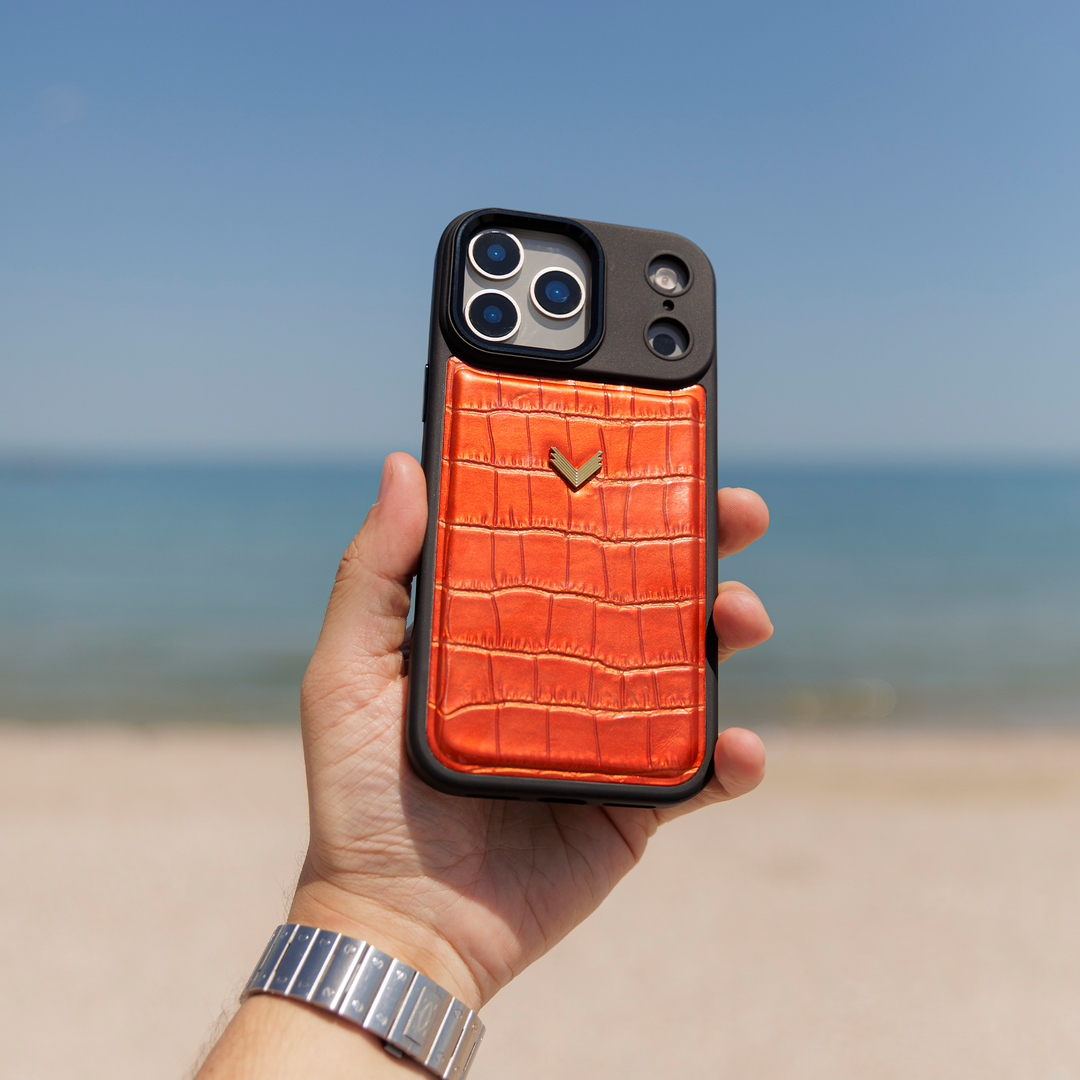 Husa Telefon iPhone 17 Pro Max, Piele Vitel, Textura Crocodil