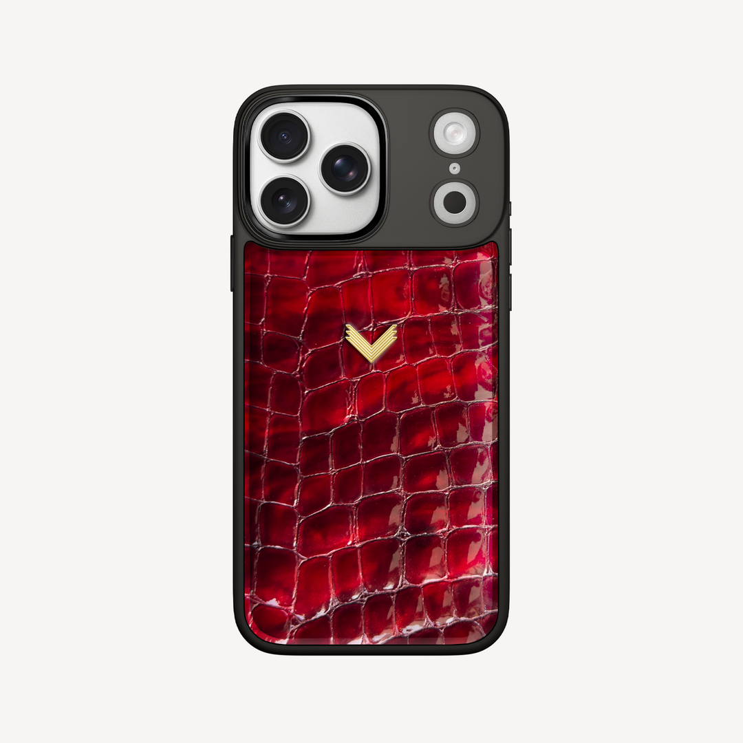 Husa Telefon iPhone 18 Pro Max, Piele Vitel, Textura Crocodil Liquid