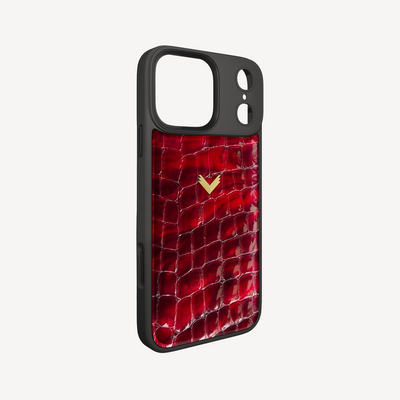 Husa Telefon iPhone 18 Pro, Piele Vitel, Textura Crocodil Liquid