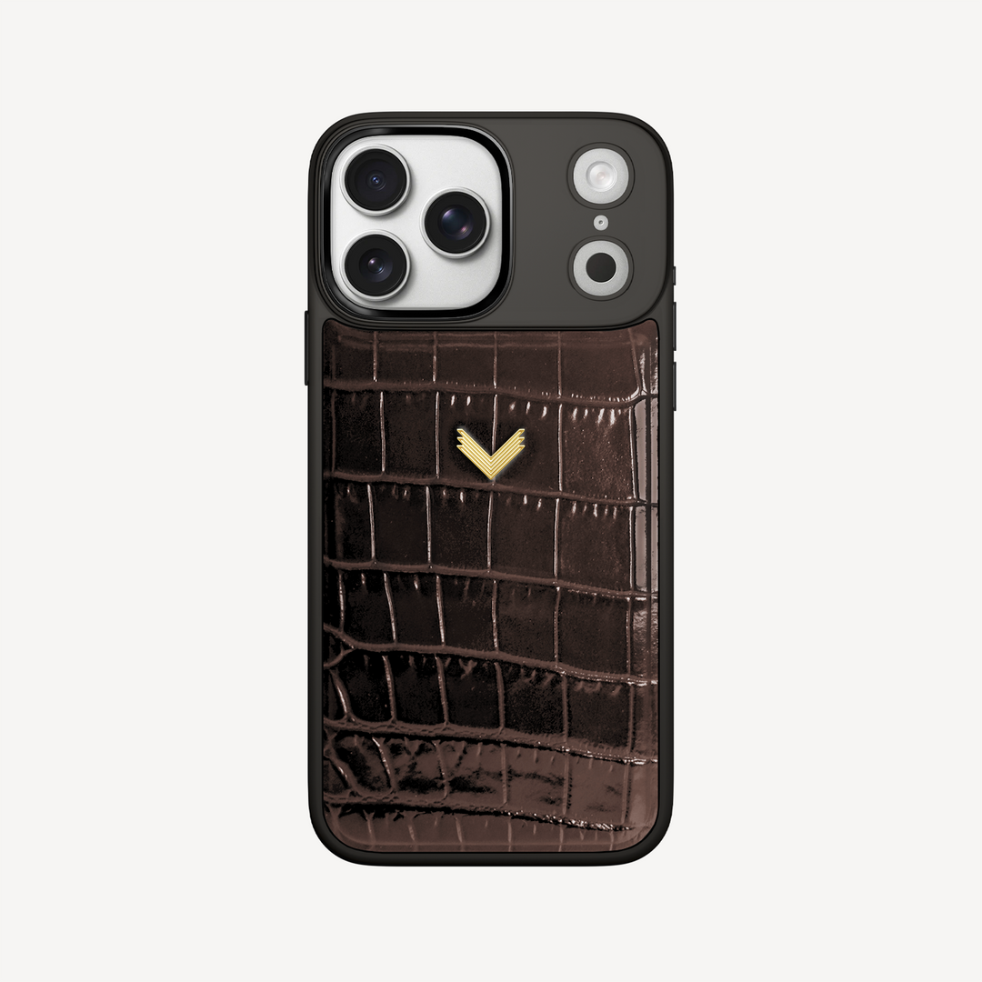 Husa Telefon iPhone 17 Pro Max, Piele Vitel, Textura Crocodil