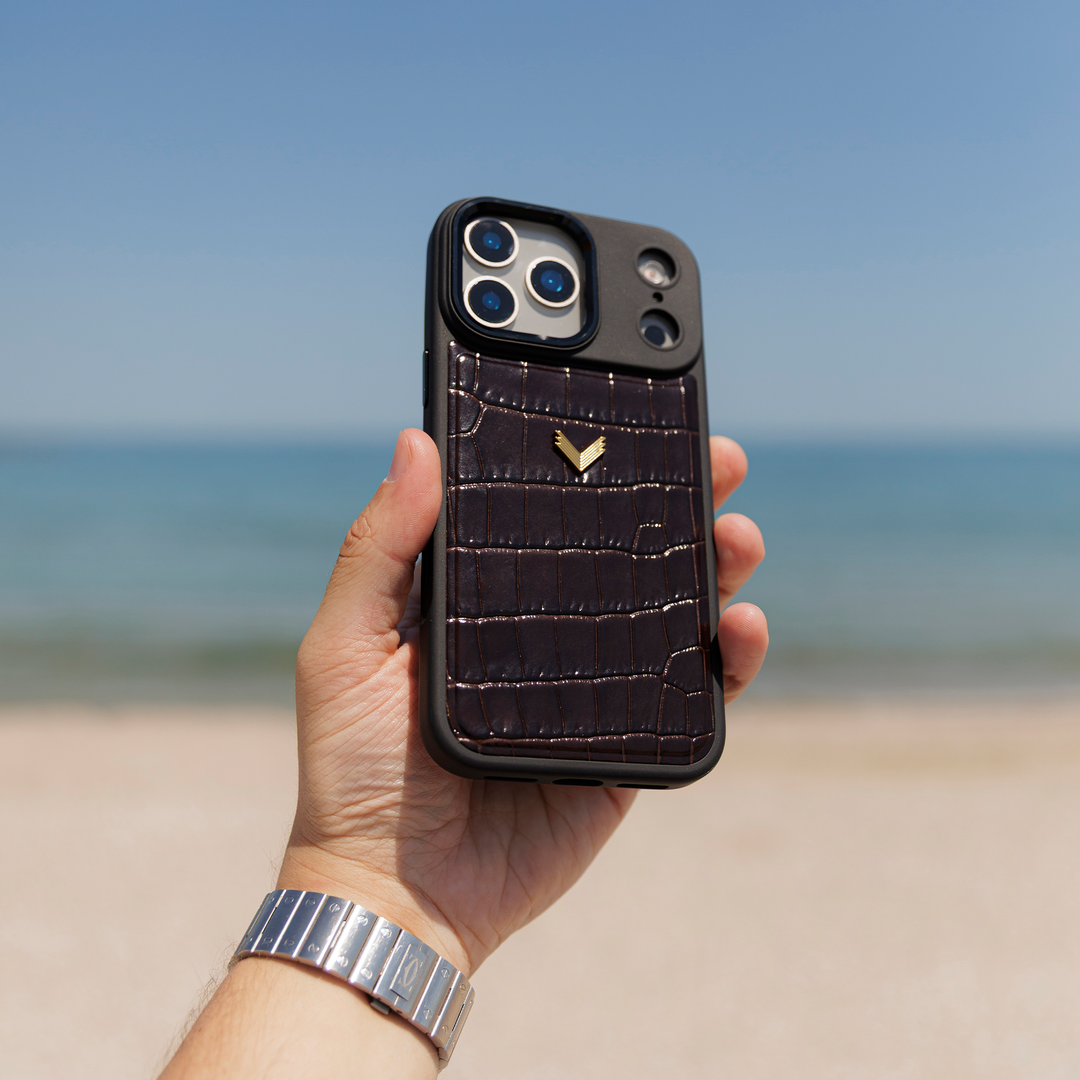 Husa Telefon iPhone 17 Pro Max, Piele Vitel, Textura Crocodil
