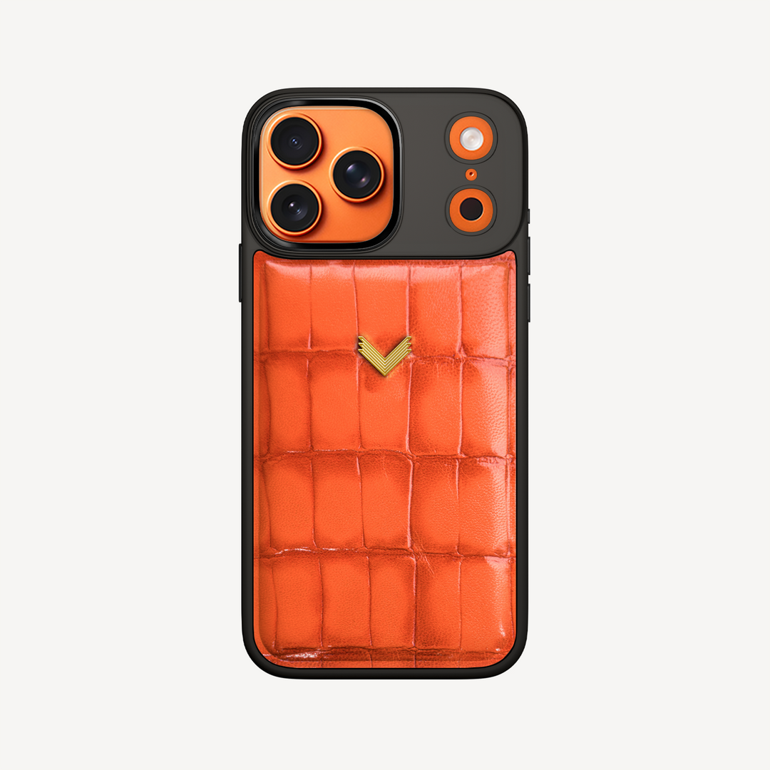 Husa Telefon iPhone 17 Pro Max, Piele Vitel, Textura Crocodil