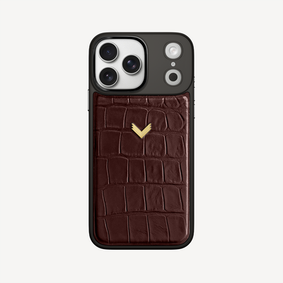 Husa Telefon iPhone 18 Pro Max, Piele Vitel, Textura Crocodil