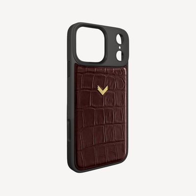 Husa Telefon iPhone 18 Pro Max, Piele Vitel, Textura Crocodil