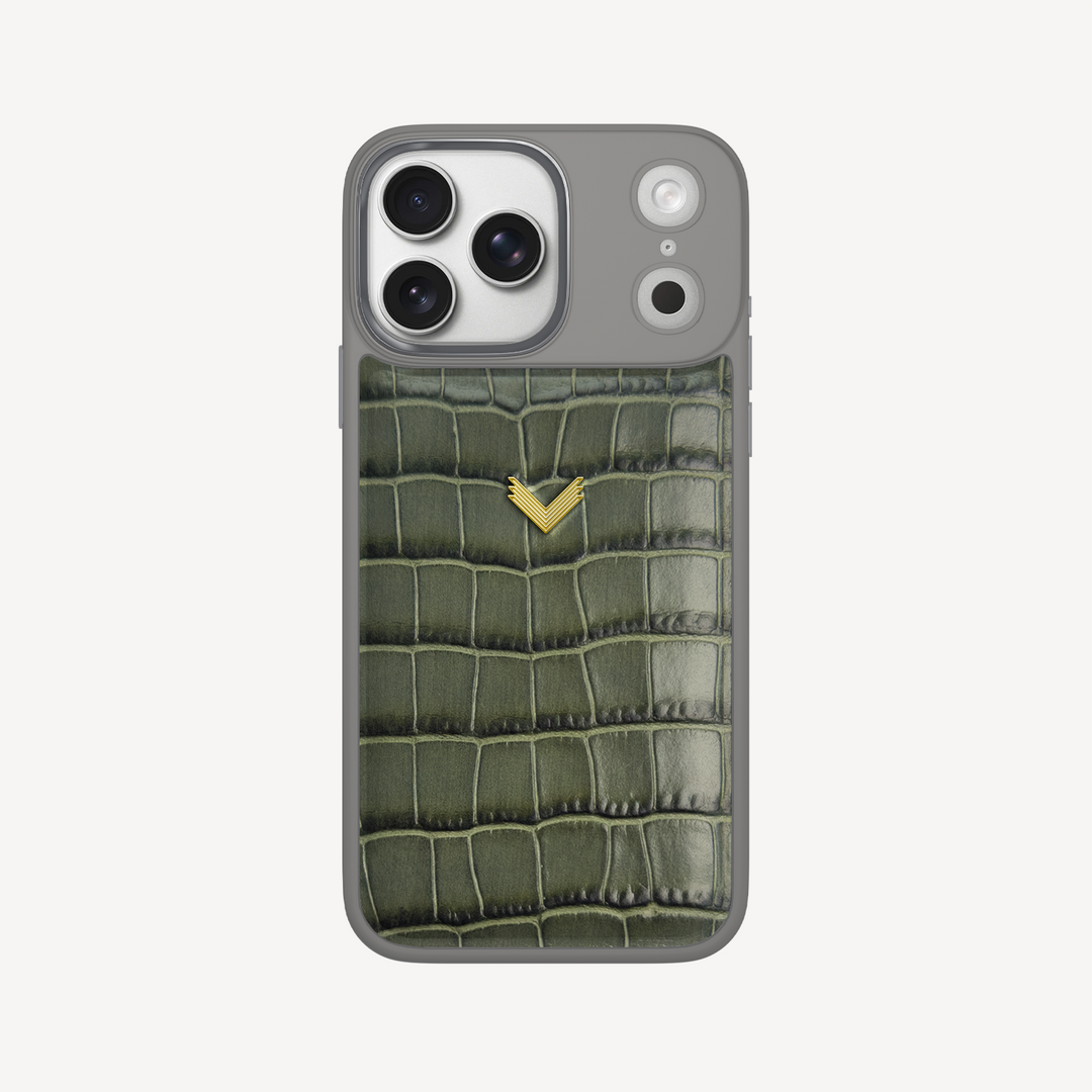 Husa Telefon iPhone 17 Pro Max, Piele Vitel, Textura Crocodil