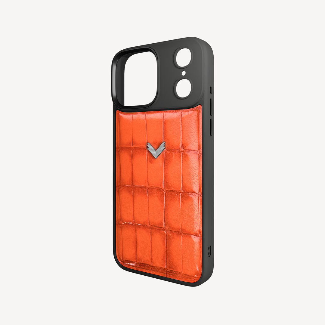 Husa Telefon iPhone 17 Pro Max, Piele Vitel, Textura Crocodil