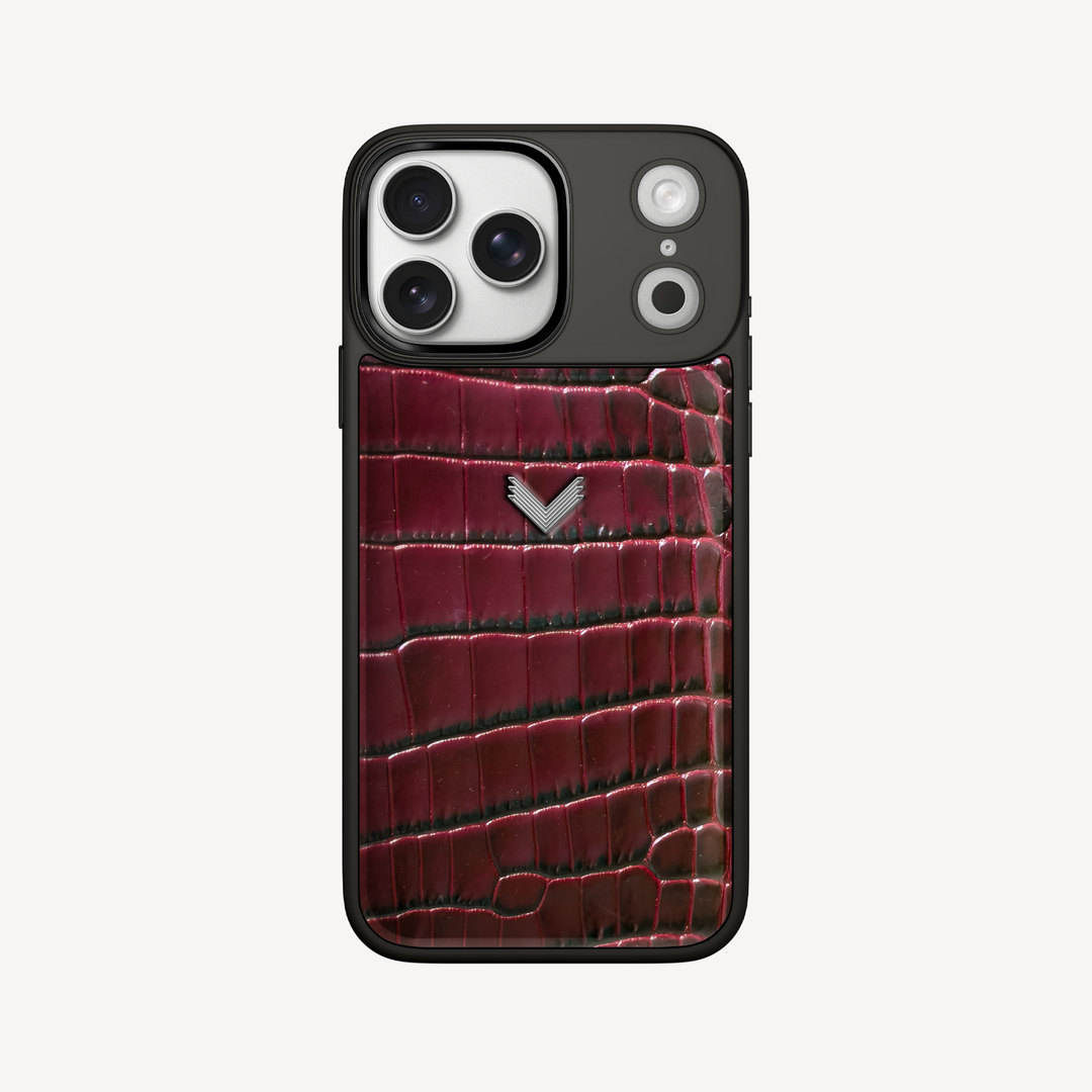 Husa Telefon iPhone 18 Pro Max, Piele Vitel, Textura Crocodil Liquid