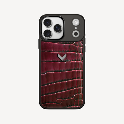 Husa Telefon iPhone 17 Pro Max, Piele Vitel, Textura Crocodil