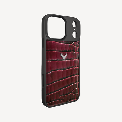 Husa Telefon iPhone 18 Pro Max, Piele Vitel, Textura Crocodil Liquid
