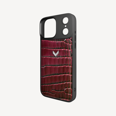 Husa Telefon iPhone 18 Pro Max, Piele Vitel, Textura Crocodil Liquid
