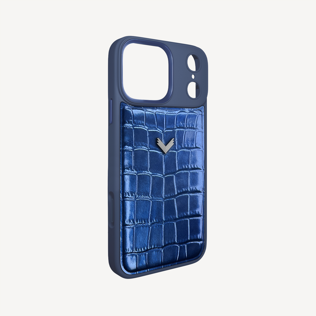 Husa Telefon iPhone 17 Pro Max, Piele Vitel, Textura Crocodil