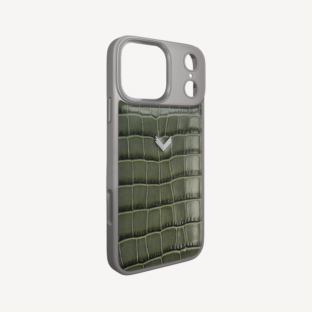 Husa Telefon iPhone 18 Pro, Piele Vitel, Textura Crocodil