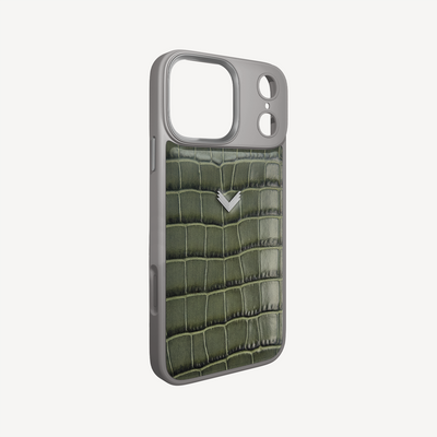 Husa Telefon iPhone 18 Pro, Piele Vitel, Textura Crocodil