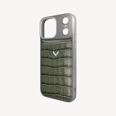 Husa Telefon iPhone 18 Pro, Piele Vitel, Textura Crocodil