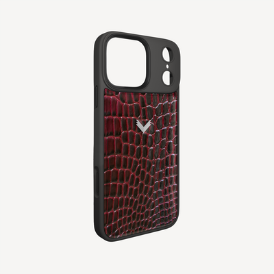 Husa Telefon iPhone 18 Pro, Piele Vitel, Textura Crocodil Liquid