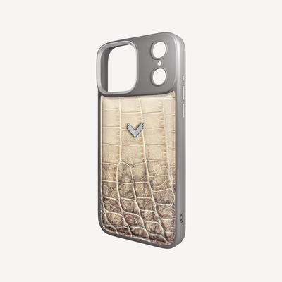Husa Telefon iPhone 18 Pro, Piele Vitel, Textura Crocodil