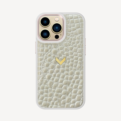 Husa Telefon iPhone 13 Pro, Piele Vitel, Textura Crocodil